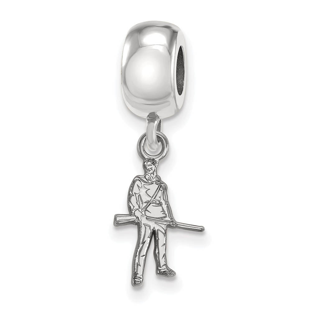 Sterling Silver West Virginia University XS Dangle Bead Charm, Item B14193 by The Black Bow Jewelry Co.