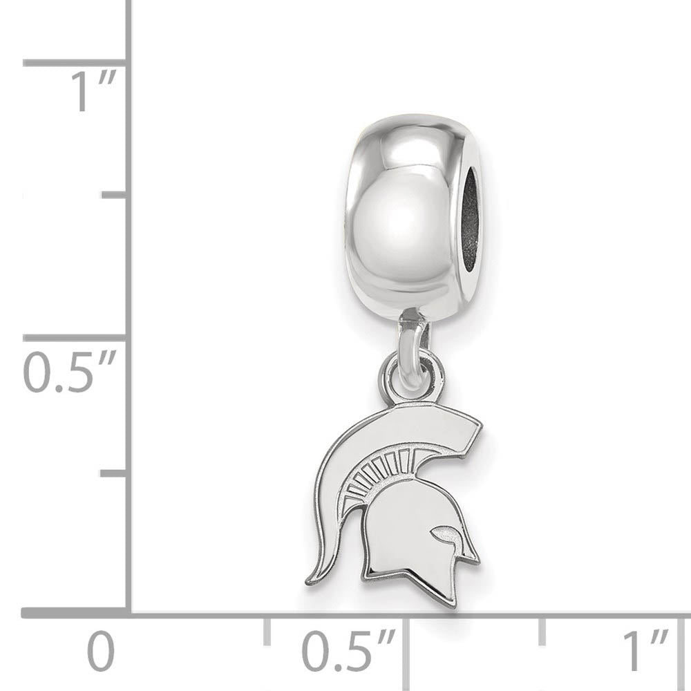 Alternate view of the Sterling Silver Michigan State University XS Dangle Bead Charm by The Black Bow Jewelry Co.