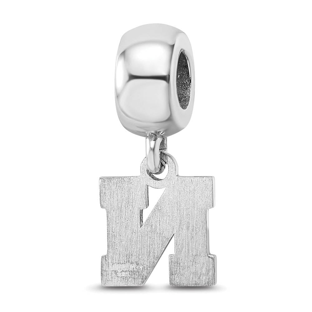 Alternate view of the Sterling Silver University of Nebraska XS Dangle Bead Charm by The Black Bow Jewelry Co.