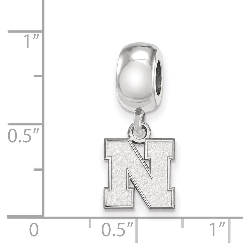 Alternate view of the Sterling Silver University of Nebraska XS Dangle Bead Charm by The Black Bow Jewelry Co.