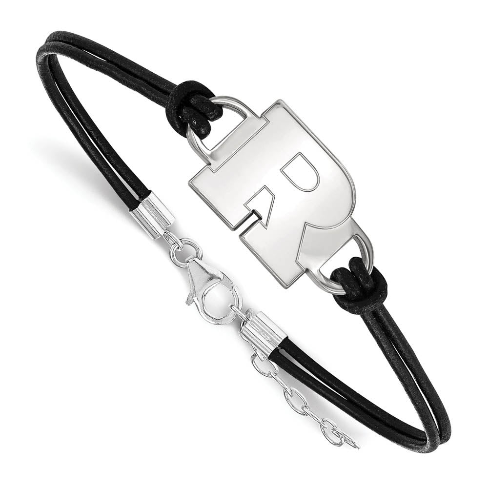 Sterling Silver Rutgers Small Leather Bracelet, 7 Inch, Item B14441 by The Black Bow Jewelry Co.