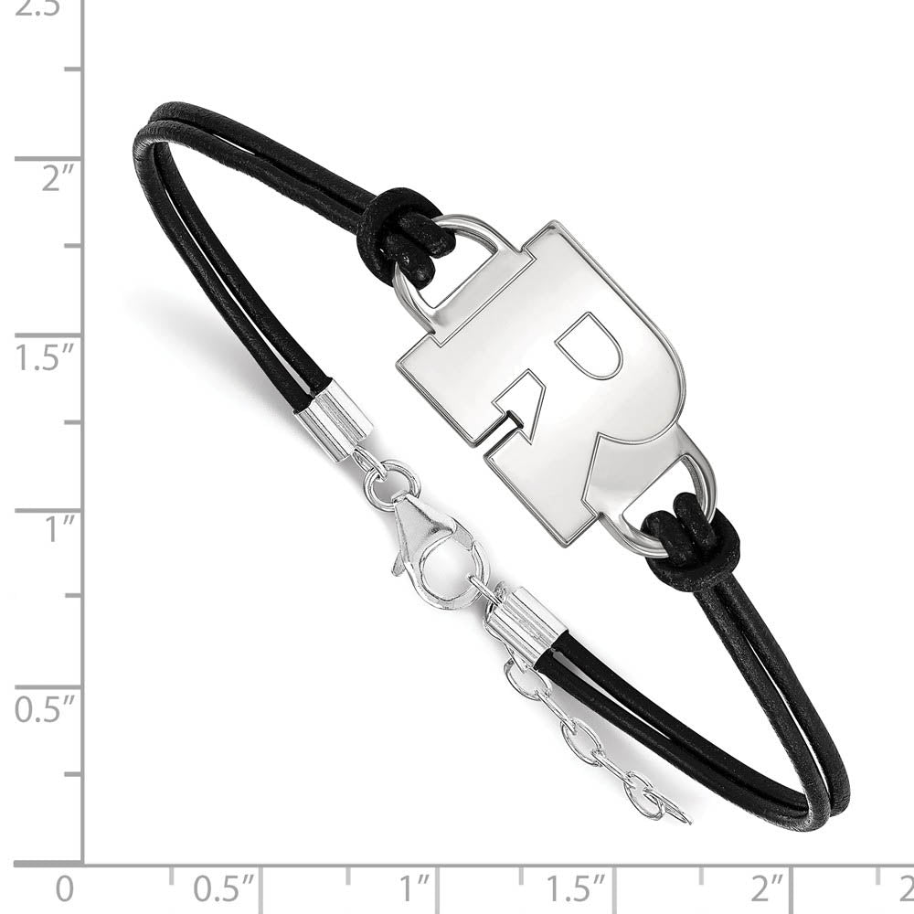 Alternate view of the Sterling Silver Rutgers Small Leather Bracelet, 7 Inch by The Black Bow Jewelry Co.
