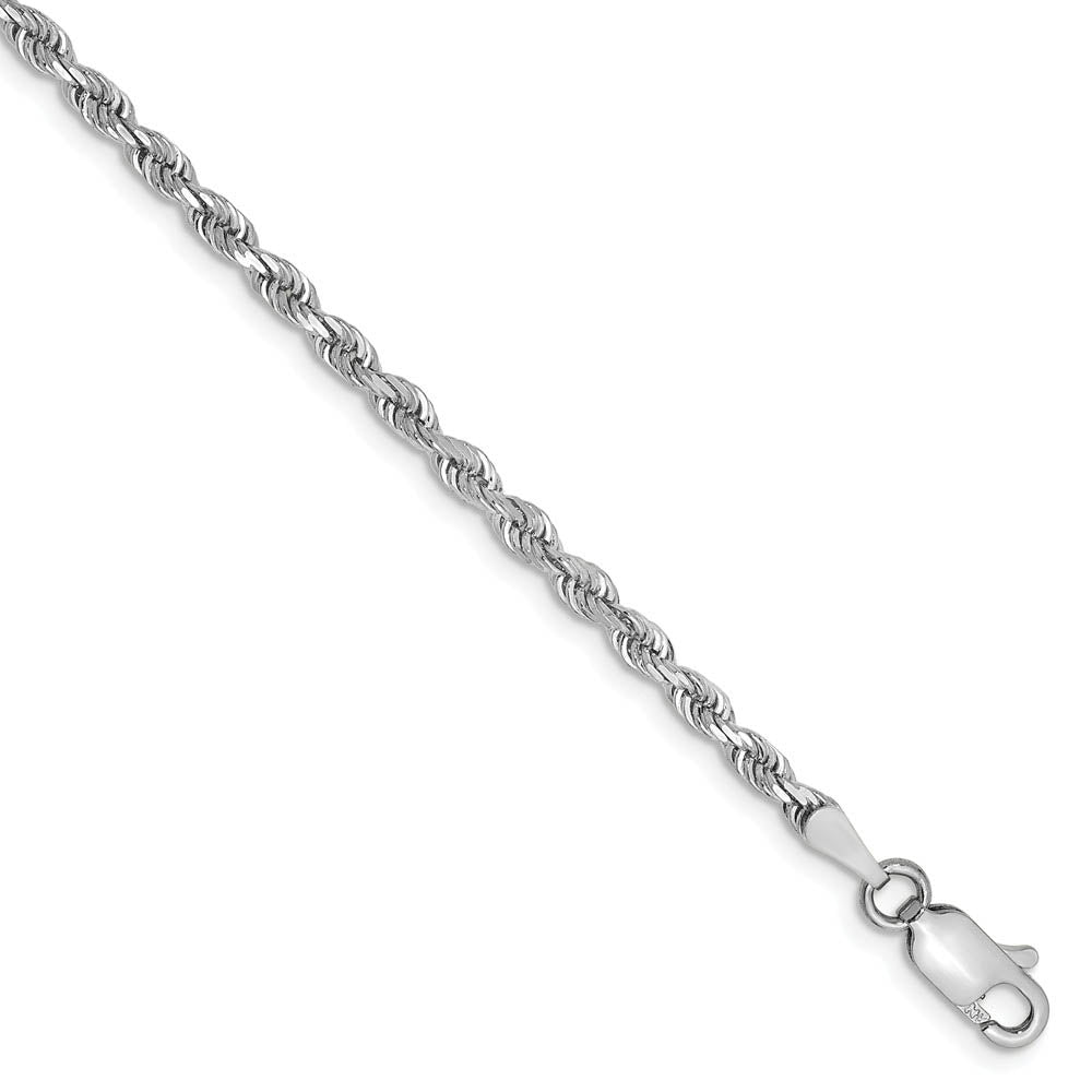 2.75mm, 14k White Gold D/C Quadruple Rope Chain Anklet or Bracelet, Item B14734 by The Black Bow Jewelry Co.