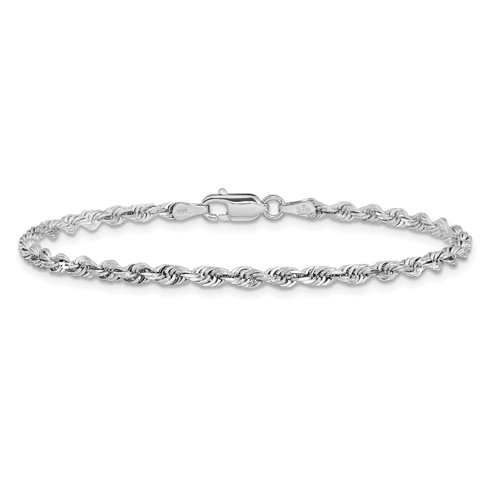 Alternate view of the 3mm, 14k White Gold D/C Quadruple Rope Chain Anklet or Bracelet by The Black Bow Jewelry Co.