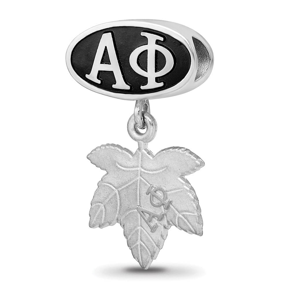Sterling Silver Alpha Phi With Ivy Leaf Dangle Bead Charm, Item B14747 by The Black Bow Jewelry Co.