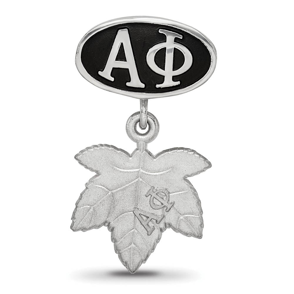 Alternate view of the Sterling Silver Alpha Phi With Ivy Leaf Dangle Bead Charm by The Black Bow Jewelry Co.