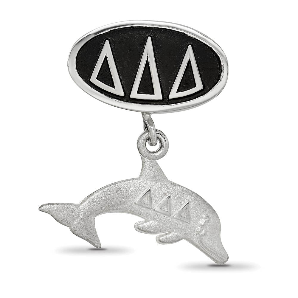 Alternate view of the Sterling Silver Delta Delta Delta Dolphin Dangle Bead Charm by The Black Bow Jewelry Co.