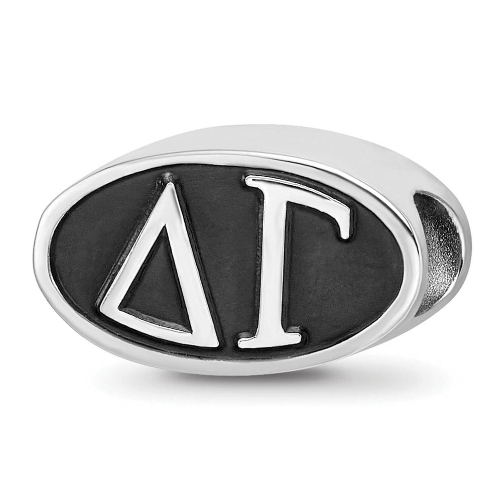 Sterling Silver Delta Gamma Letters Bead Charm, Item B14750 by The Black Bow Jewelry Co.