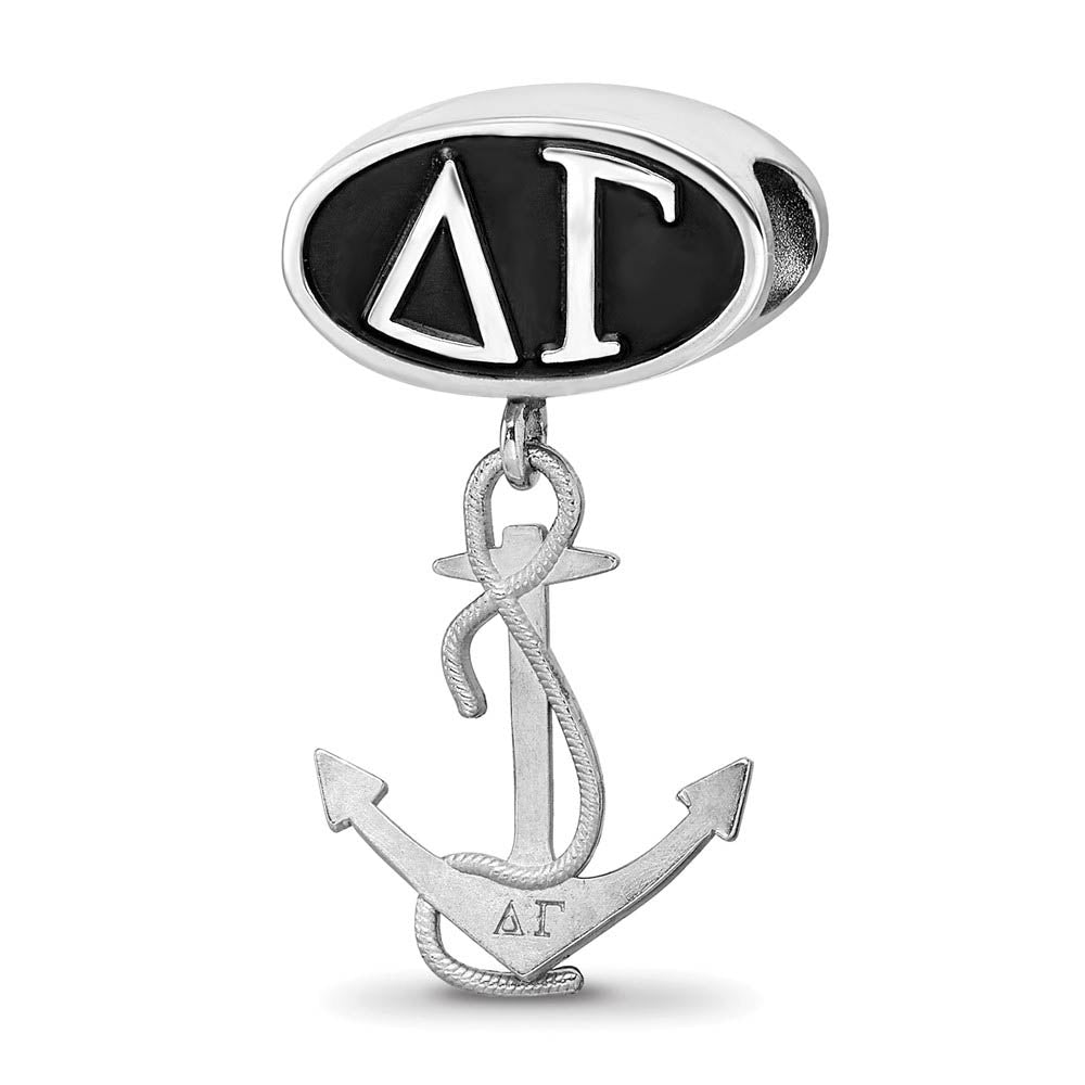 Sterling Silver Delta Gamma With Anchor Dangle Bead Charm, Item B14751 by The Black Bow Jewelry Co.
