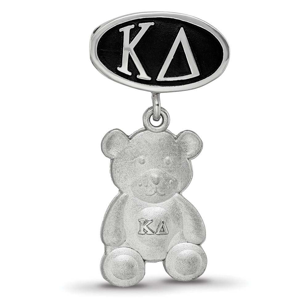 Alternate view of the Sterling Silver Kappa Delta With Teddy Bear Dangle Bead Charm by The Black Bow Jewelry Co.