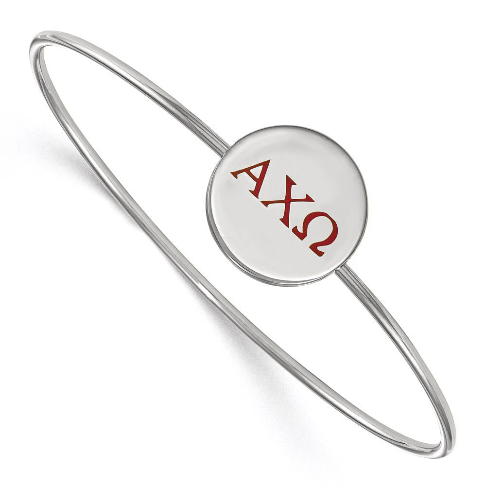 Sterling Silver Alpha Chi Omega Enamel Greek Letters Bangle - 7 in., Item B15138 by The Black Bow Jewelry Co.