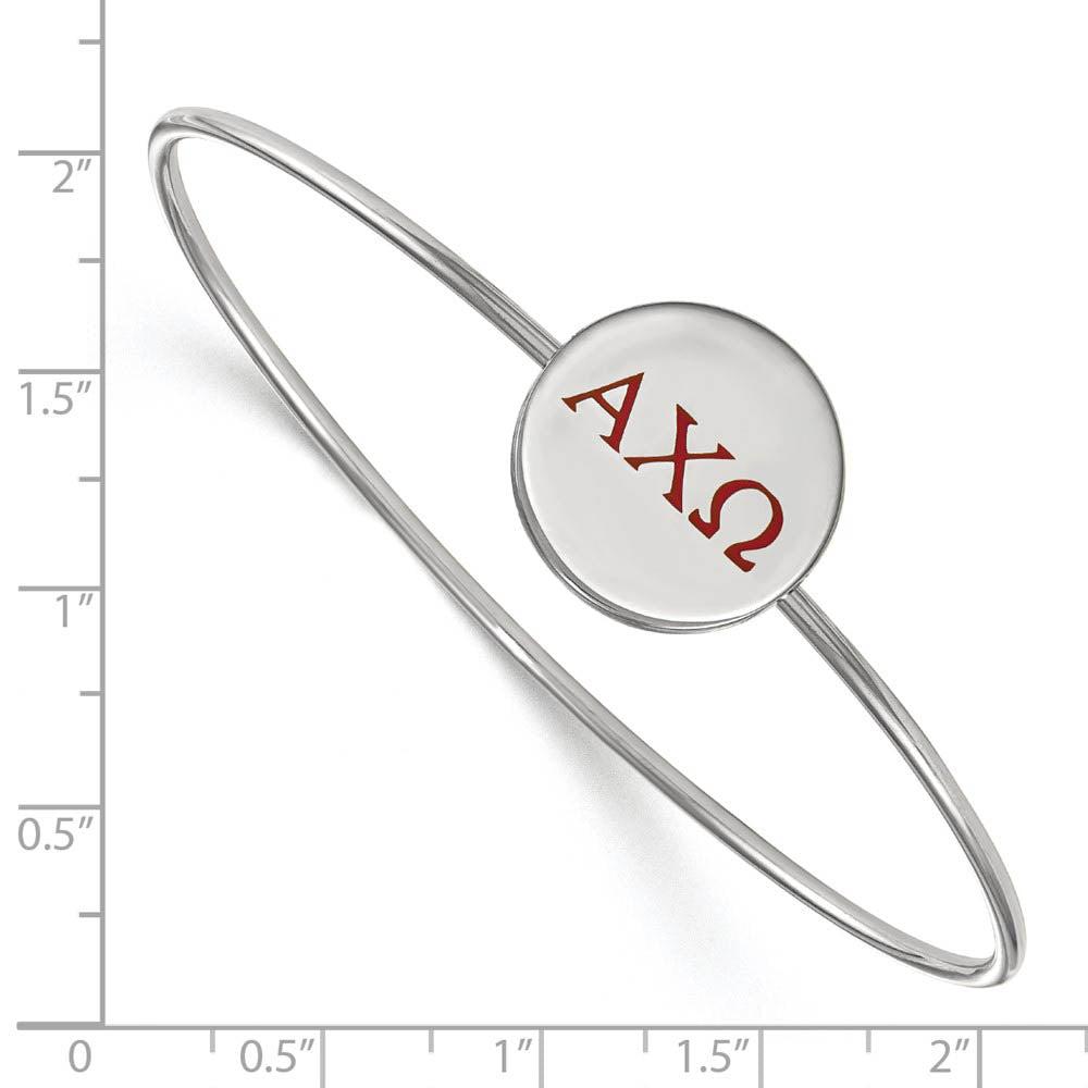 Alternate view of the Sterling Silver Alpha Chi Omega Enamel Greek Letters Bangle - 7 in. by The Black Bow Jewelry Co.