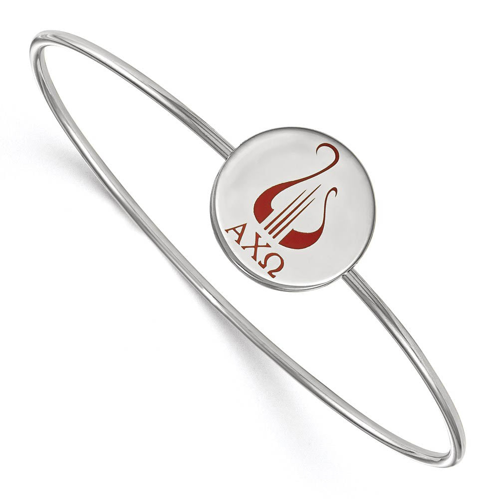 Sterling Silver Alpha Chi Omega Enamel Lyre Bangle - 7 in., Item B15141 by The Black Bow Jewelry Co.