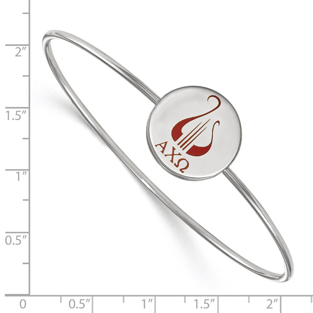 Alternate view of the Sterling Silver Alpha Chi Omega Enamel Lyre Bangle - 7 in. by The Black Bow Jewelry Co.