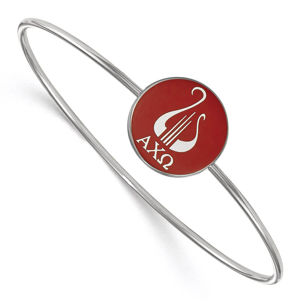 Sterling Silver Alpha Chi Omega Enamel Bangle - 7 in., Item B15142 by The Black Bow Jewelry Co.