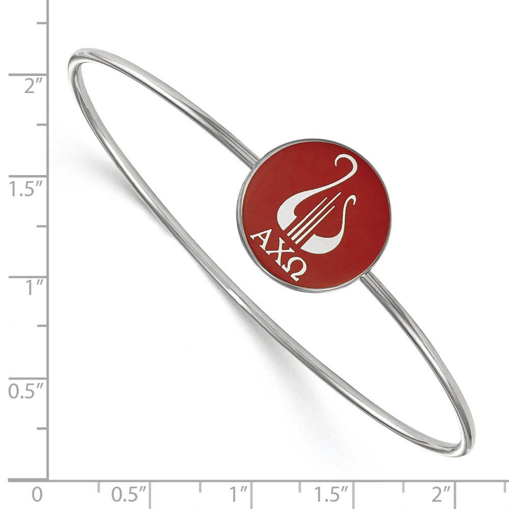 Alternate view of the Sterling Silver Alpha Chi Omega Enamel Bangle - 7 in. by The Black Bow Jewelry Co.