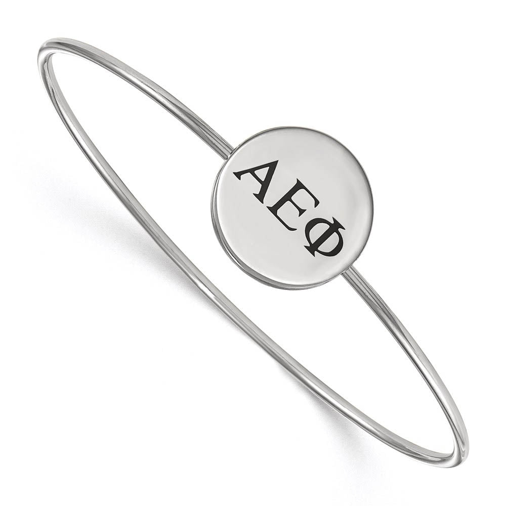 Sterling Silver Alpha Epsilon Phi Enamel Greek Letters Bangle - 7 in., Item B15153 by The Black Bow Jewelry Co.