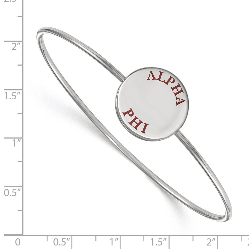 Alternate view of the Sterling Silver Alpha Phi Enamel Red Letters Bangle - 7 in. by The Black Bow Jewelry Co.