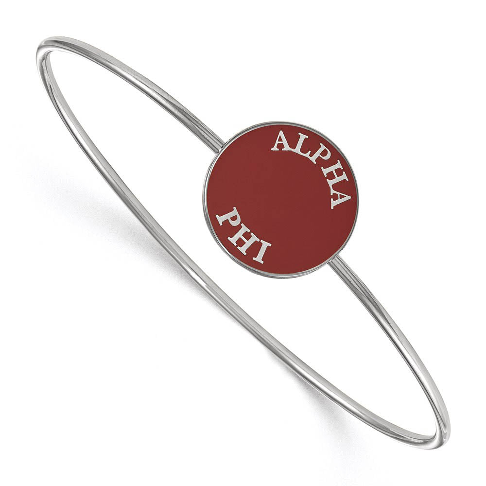 Sterling Silver Alpha Phi Red Enamel Bangle - 7 in., Item B15171 by The Black Bow Jewelry Co.