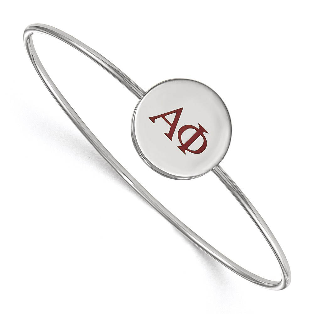 Sterling Silver Alpha Phi Enamel Red Greek Letters Bangle - 7 in., Item B15172 by The Black Bow Jewelry Co.