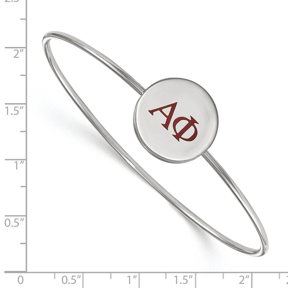 Alternate view of the Sterling Silver Alpha Phi Enamel Red Greek Letters Bangle - 7 in. by The Black Bow Jewelry Co.