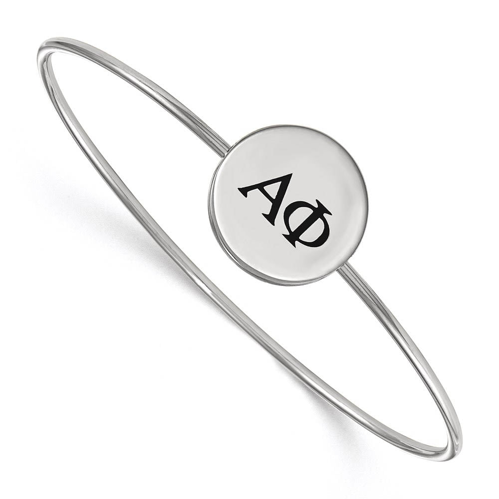 Sterling Silver Alpha Phi Enamel Greek Letters Bangle - 7 in., Item B15174 by The Black Bow Jewelry Co.