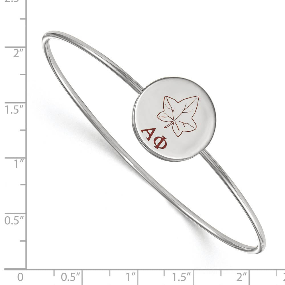 Alternate view of the Sterling Silver Alpha Phi Enamel Ivy Bangle - 7 in. by The Black Bow Jewelry Co.