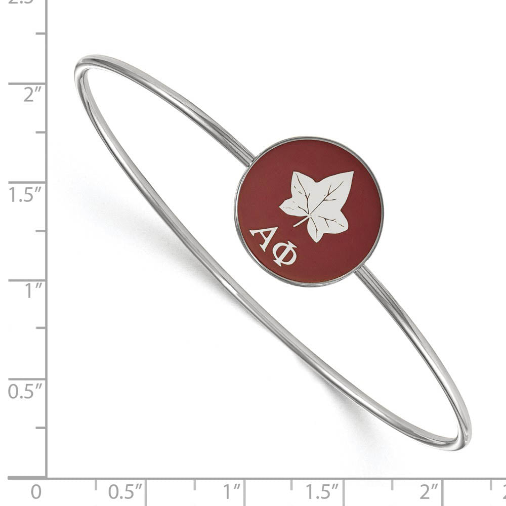 Alternate view of the Sterling Silver Alpha Phi Enamel Bangle - 7 in. by The Black Bow Jewelry Co.
