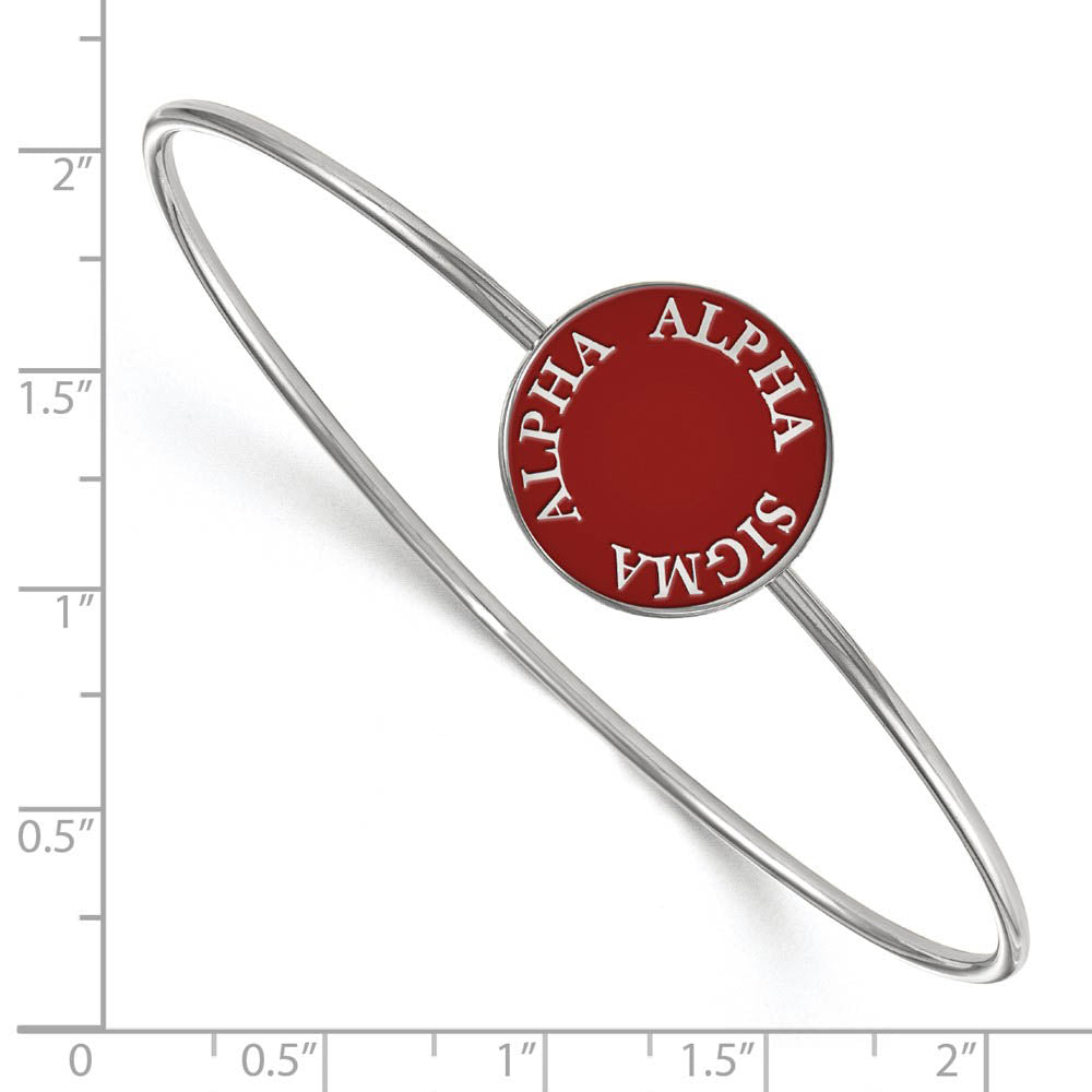 Alternate view of the Sterling Silver Alpha Sigma Alpha Red Enamel Bangle - 7 in. by The Black Bow Jewelry Co.