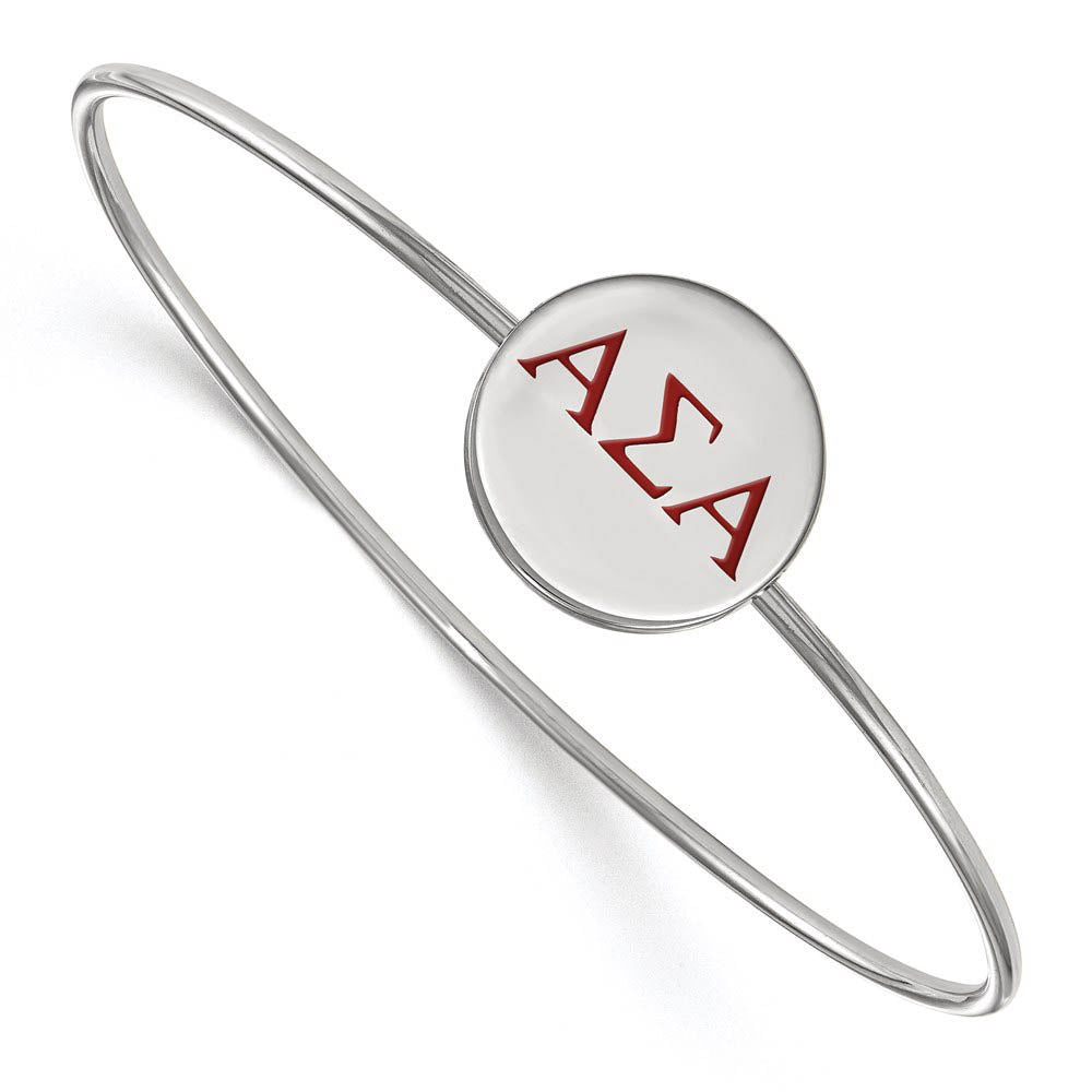 Sterling Silver Alpha Sigma Alpha Enamel Red Greek Bangle - 7 in., Item B15179 by The Black Bow Jewelry Co.