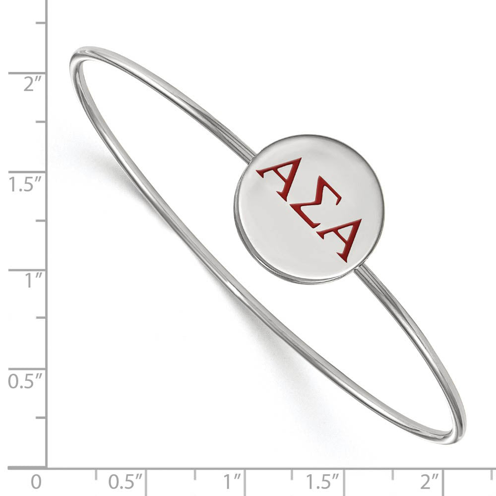 Alternate view of the Sterling Silver Alpha Sigma Alpha Enamel Red Greek Bangle - 7 in. by The Black Bow Jewelry Co.