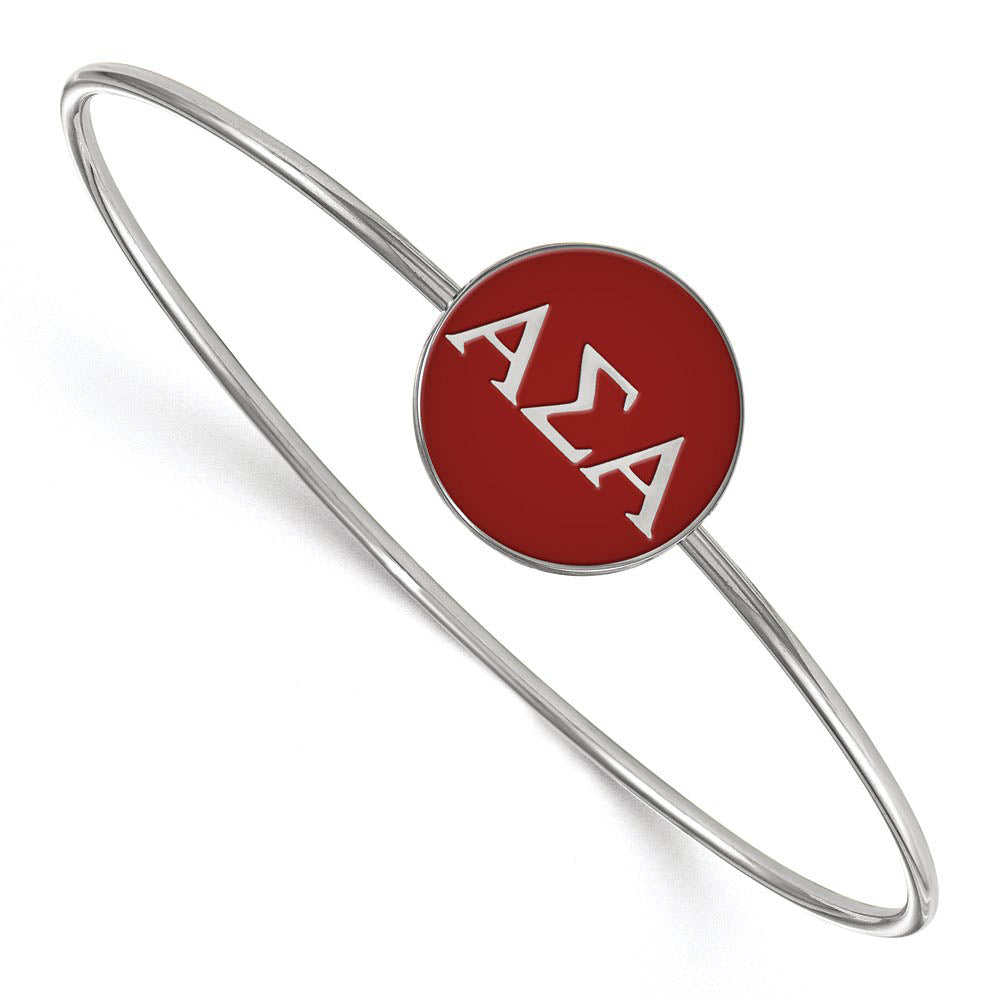 Sterling Silver Alpha Sigma Alpha Red Enamel Greek Bangle - 7 in., Item B15180 by The Black Bow Jewelry Co.