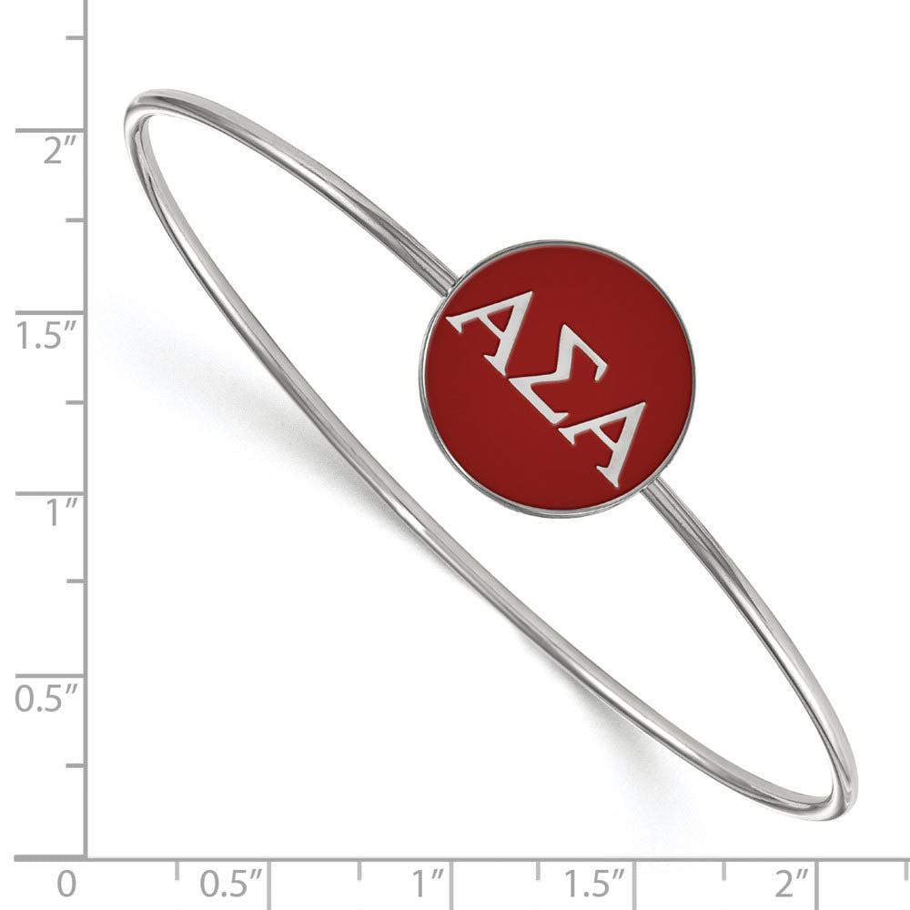 Alternate view of the Sterling Silver Alpha Sigma Alpha Red Enamel Greek Bangle - 7 in. by The Black Bow Jewelry Co.