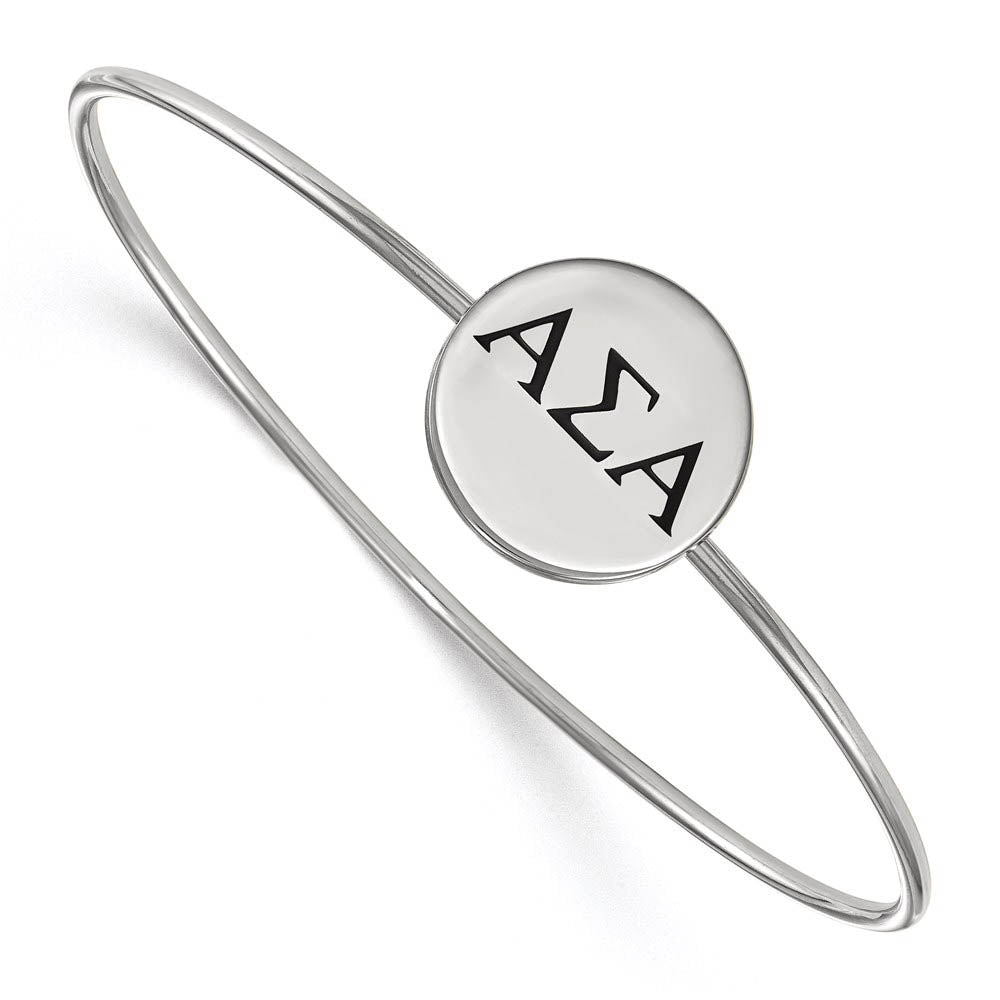 Sterling Silver Alpha Sigma Alpha Enamel Greek Letters Bangle - 7 in., Item B15181 by The Black Bow Jewelry Co.