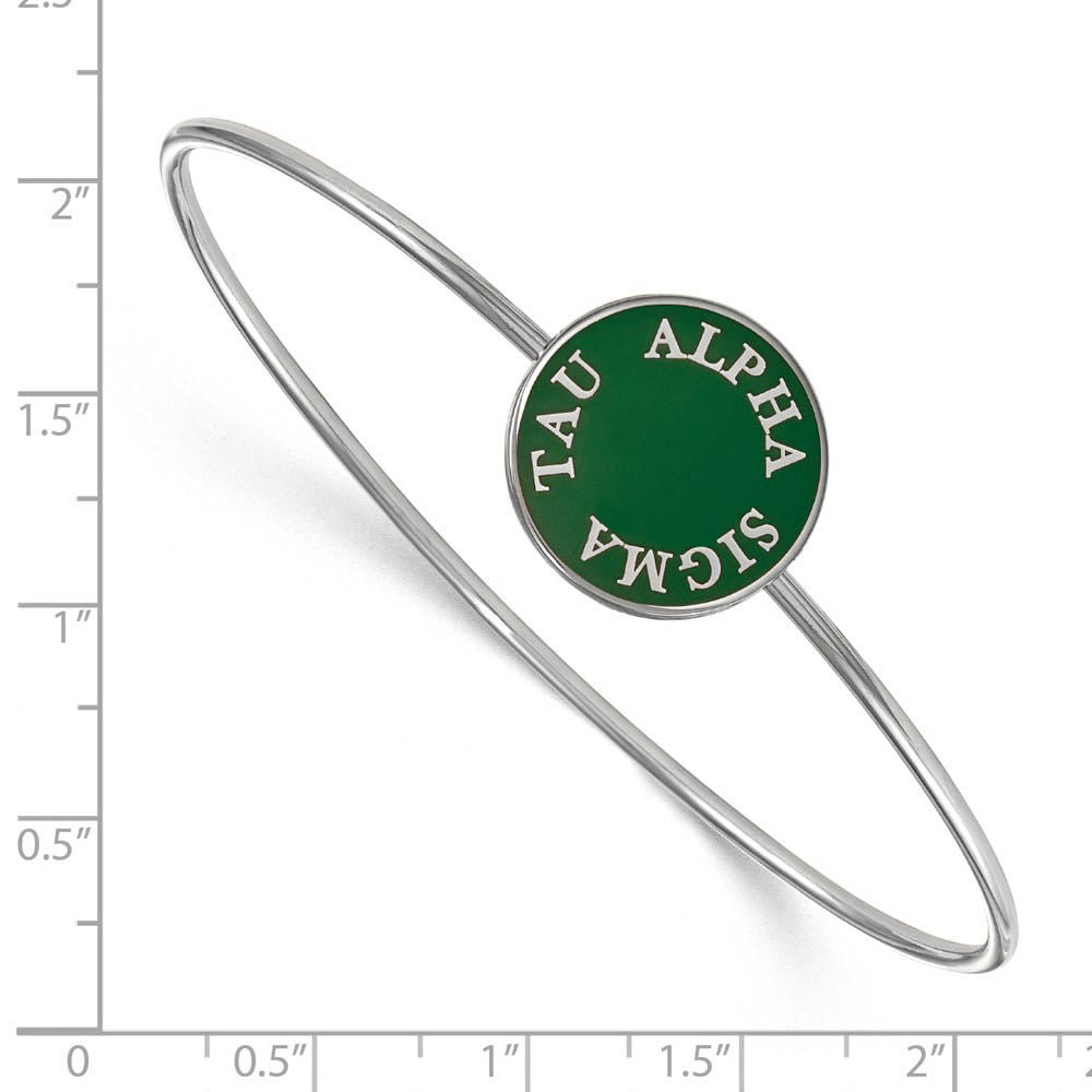 Alternate view of the Sterling Silver Alpha Sigma Tau Green Enamel Bangle - 7 in. by The Black Bow Jewelry Co.