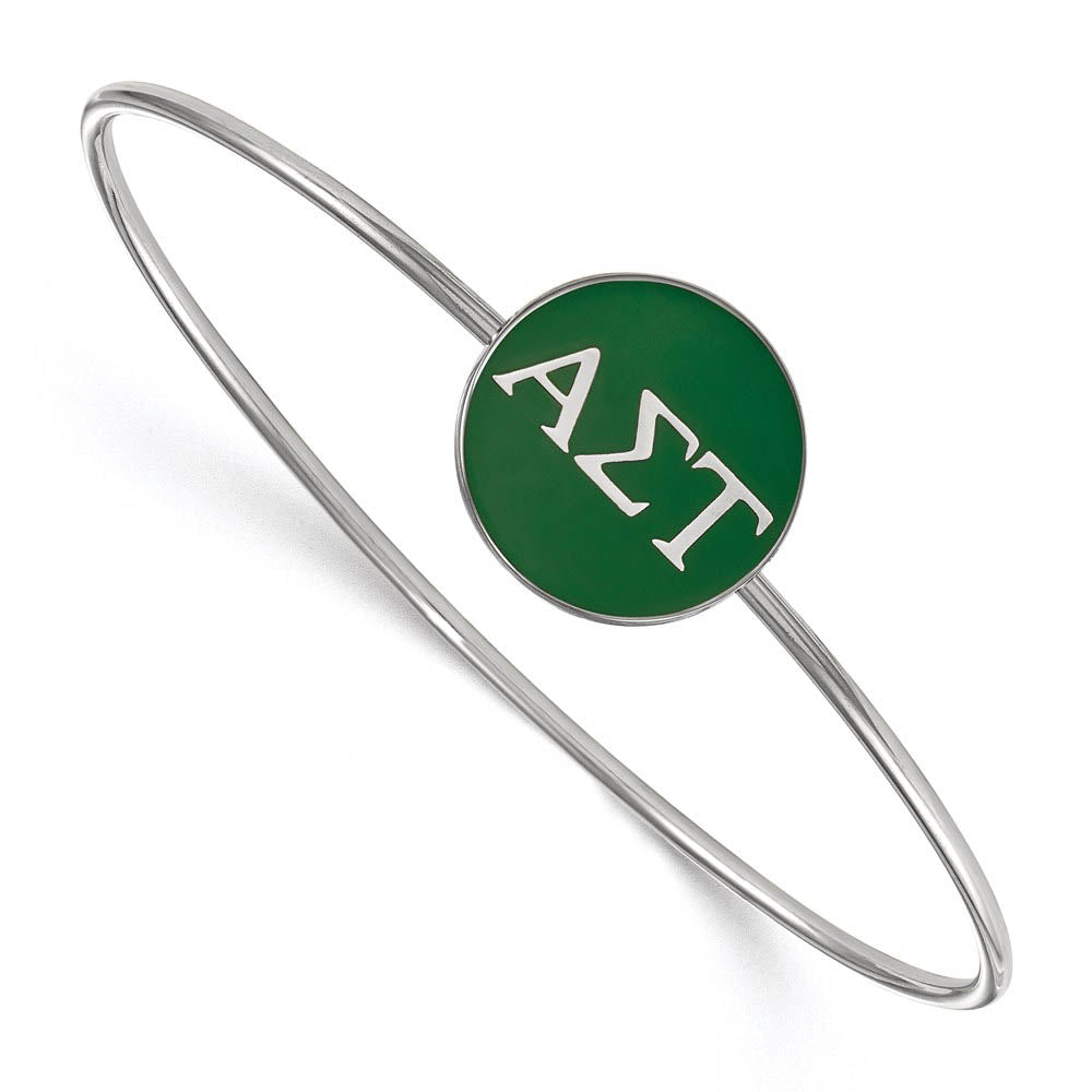 Sterling Silver Alpha Sigma Tau Green Enamel Greek Bangle - 7 in., Item B15187 by The Black Bow Jewelry Co.