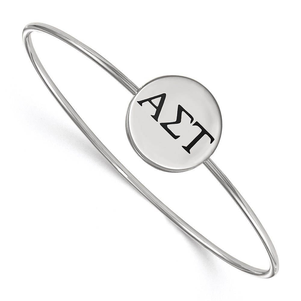 Sterling Silver Alpha Sigma Tau Enamel Greek Letters Bangle - 7 in., Item B15188 by The Black Bow Jewelry Co.
