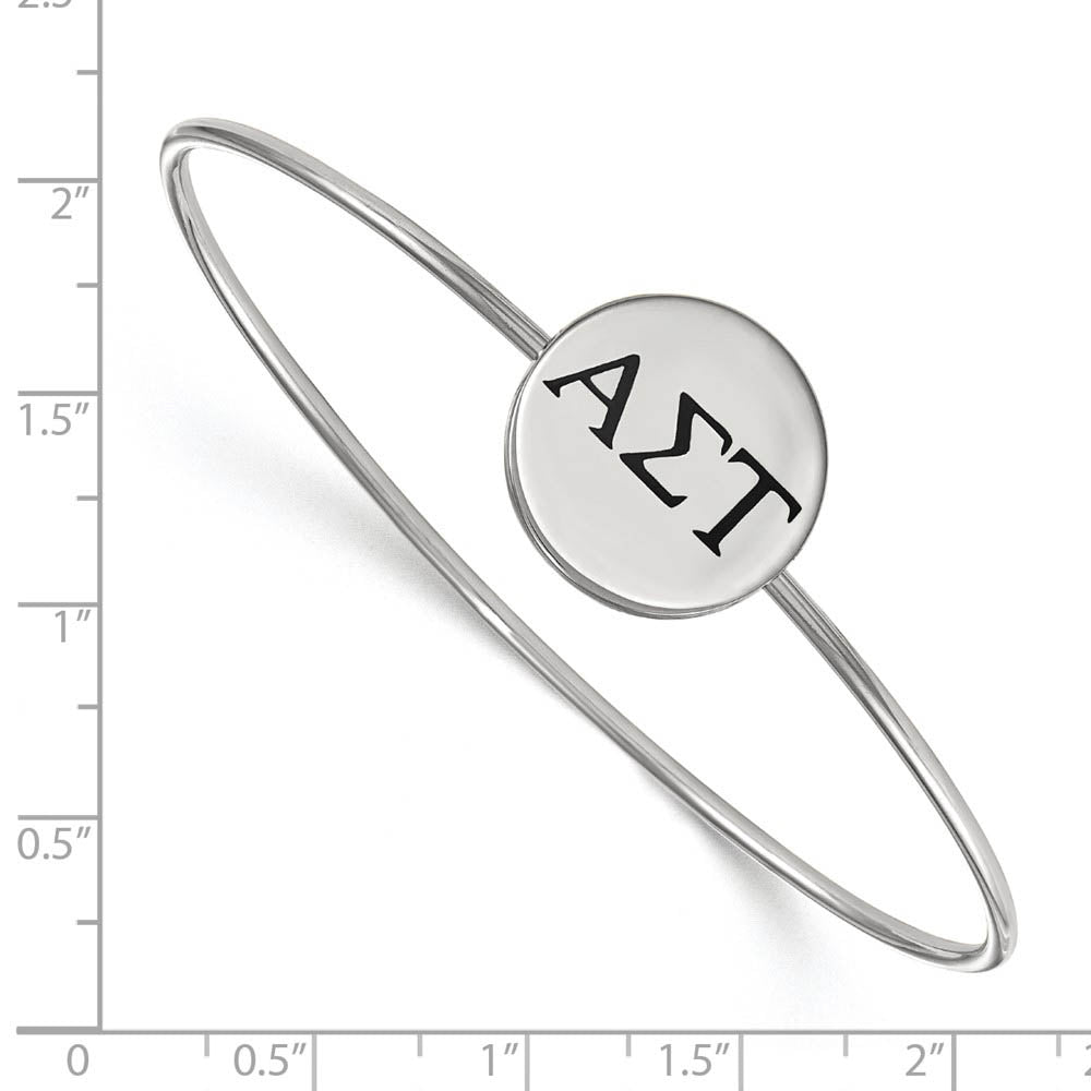 Alternate view of the Sterling Silver Alpha Sigma Tau Enamel Greek Letters Bangle - 7 in. by The Black Bow Jewelry Co.