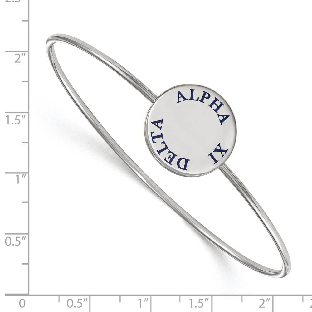 Alternate view of the Sterling Silver Alpha Xi Delta Enamel Blue Letters Bangle - 7 in. by The Black Bow Jewelry Co.