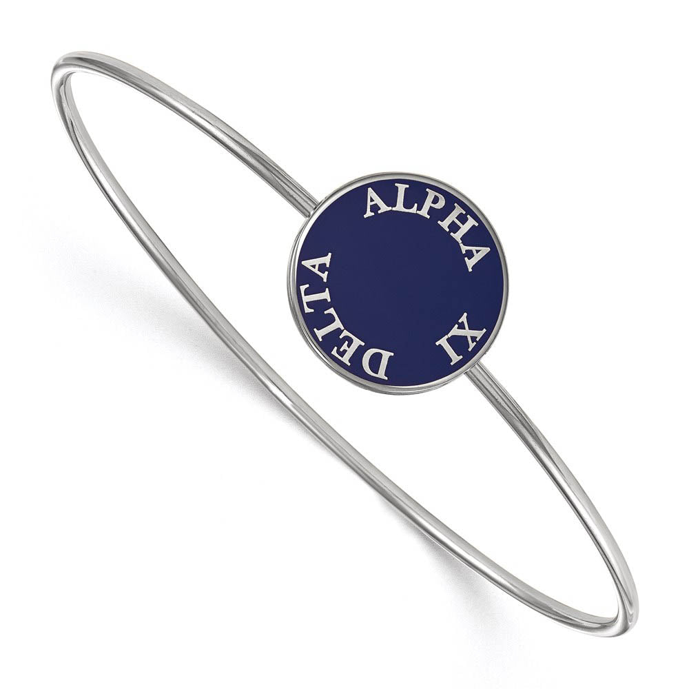 Sterling Silver Alpha Xi Delta Blue Enamel Bangle - 7 in., Item B15192 by The Black Bow Jewelry Co.