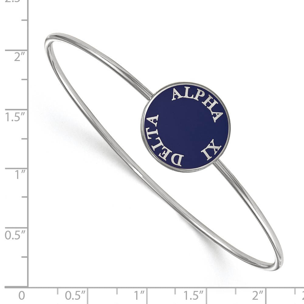 Alternate view of the Sterling Silver Alpha Xi Delta Blue Enamel Bangle - 7 in. by The Black Bow Jewelry Co.