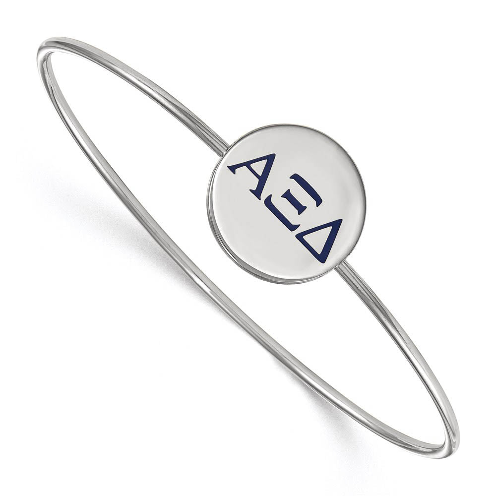 Sterling Silver Alpha Xi Delta Enamel Blue Greek Letter Bangle - 7 in., Item B15193 by The Black Bow Jewelry Co.