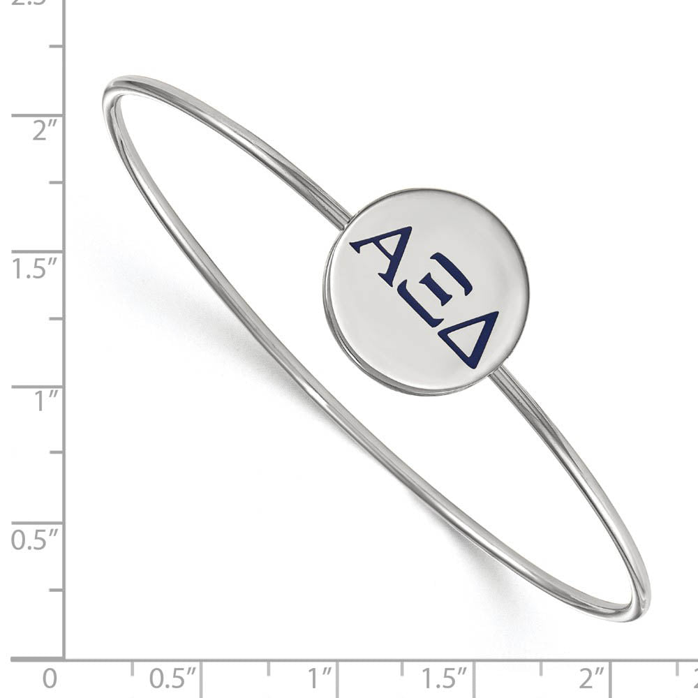 Alternate view of the Sterling Silver Alpha Xi Delta Enamel Blue Greek Letter Bangle - 7 in. by The Black Bow Jewelry Co.