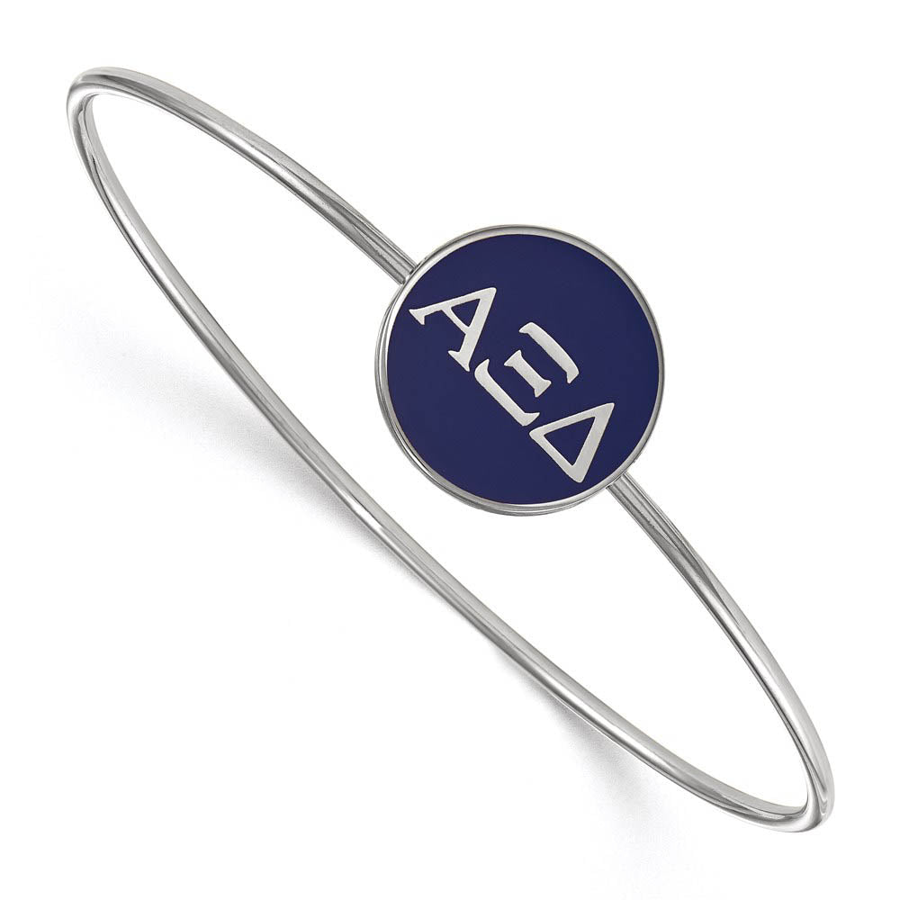 Sterling Silver Alpha Xi Delta Blue Enamel Greek Bangle - 7 in., Item B15194 by The Black Bow Jewelry Co.