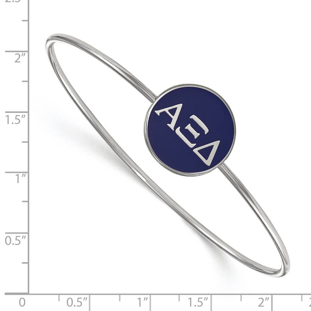 Alternate view of the Sterling Silver Alpha Xi Delta Blue Enamel Greek Bangle - 7 in. by The Black Bow Jewelry Co.