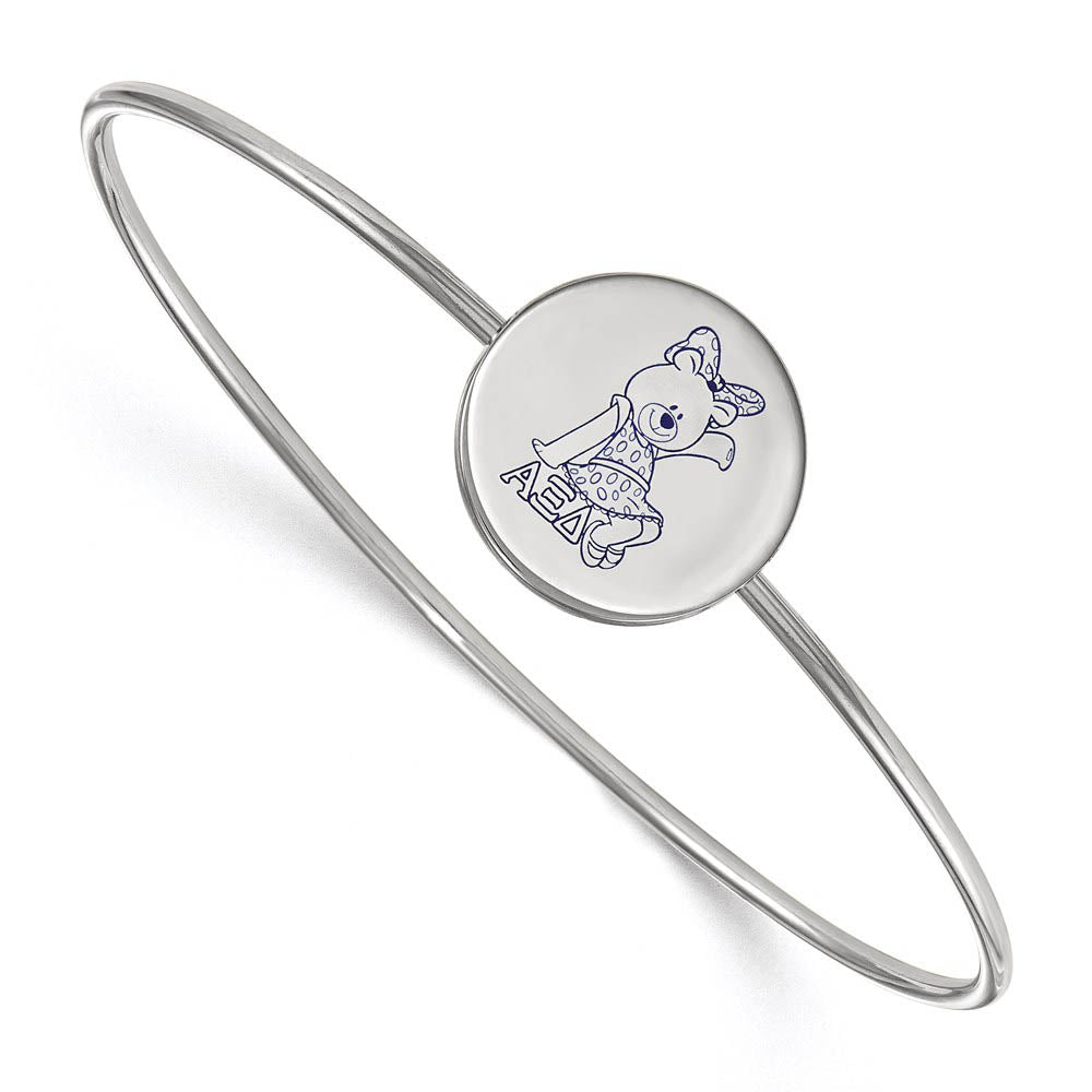 Sterling Silver Alpha Xi Delta Enamel Bear Bangle - 7 in., Item B15196 by The Black Bow Jewelry Co.