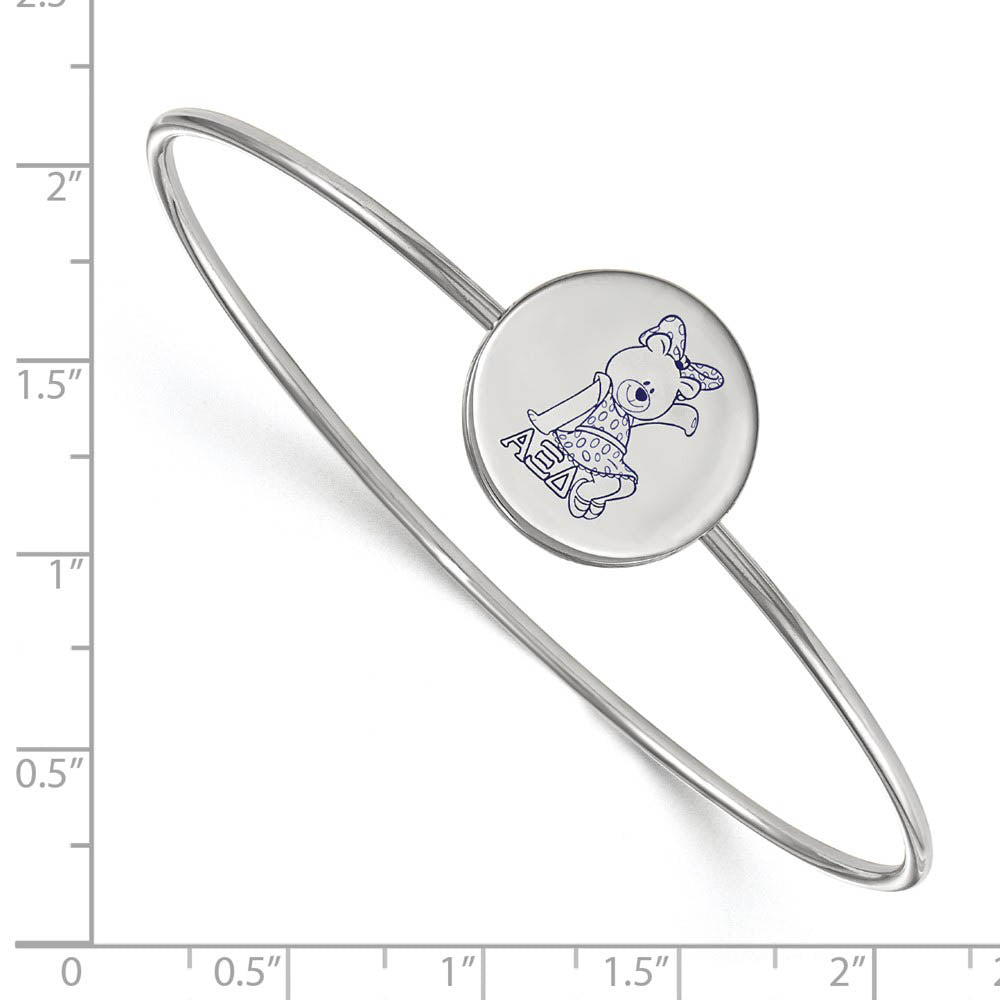 Alternate view of the Sterling Silver Alpha Xi Delta Enamel Bear Bangle - 7 in. by The Black Bow Jewelry Co.