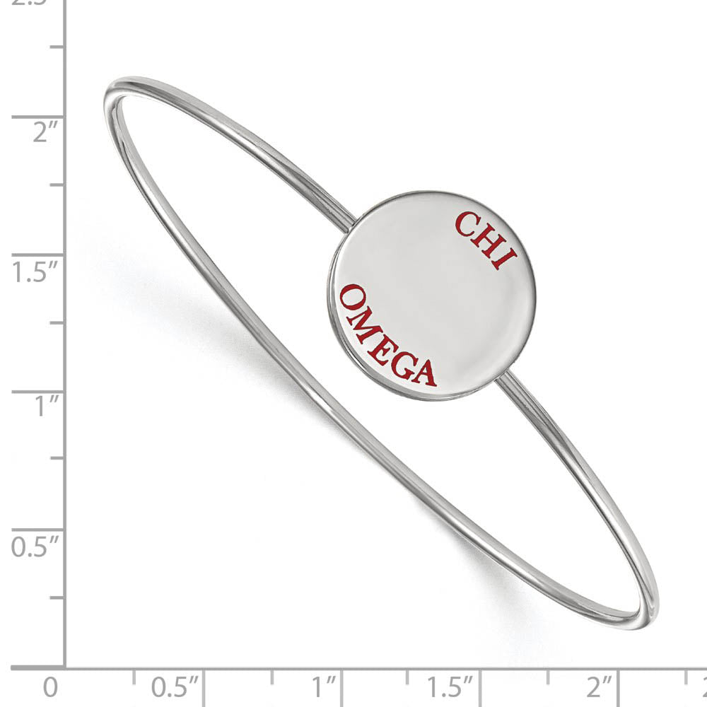 Alternate view of the Sterling Silver Chi Omega Enamel Red Letters Bangle - 7 in. by The Black Bow Jewelry Co.