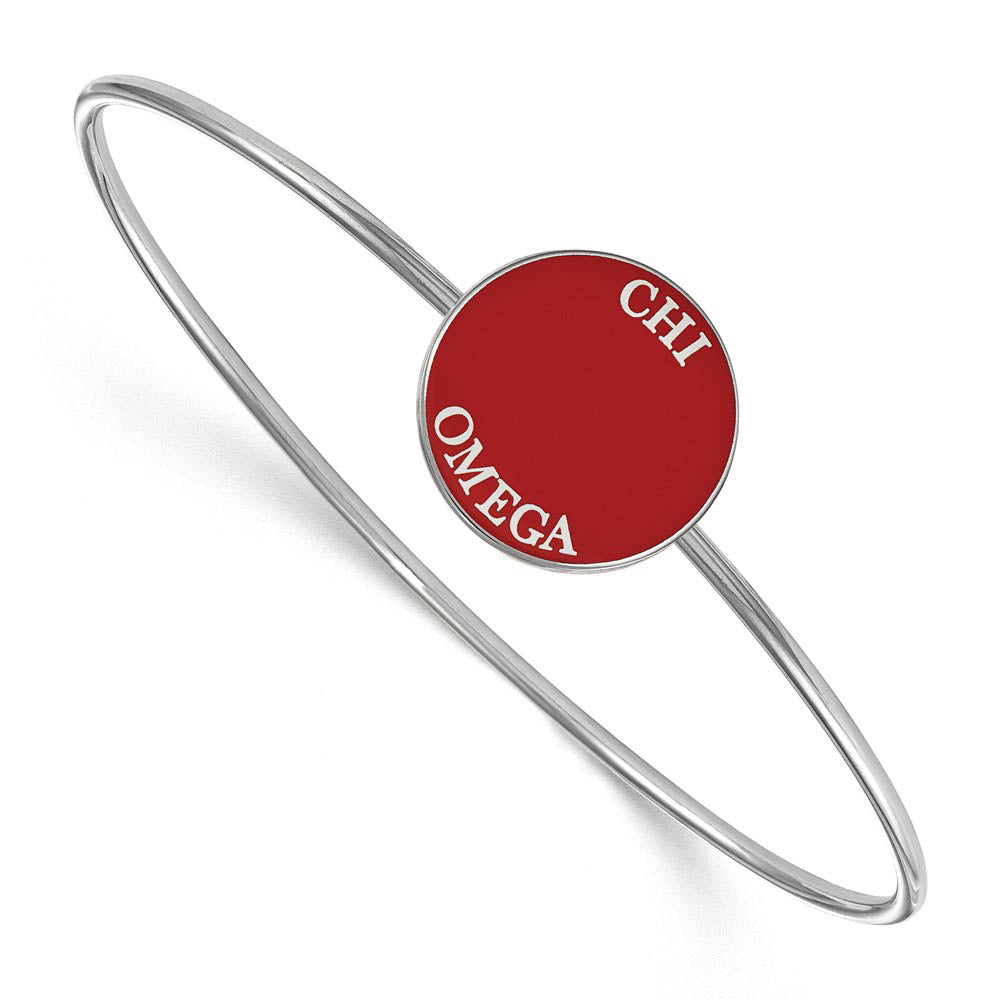 Sterling Silver Chi Omega Red Enamel Bangle - 7 in., Item B15199 by The Black Bow Jewelry Co.