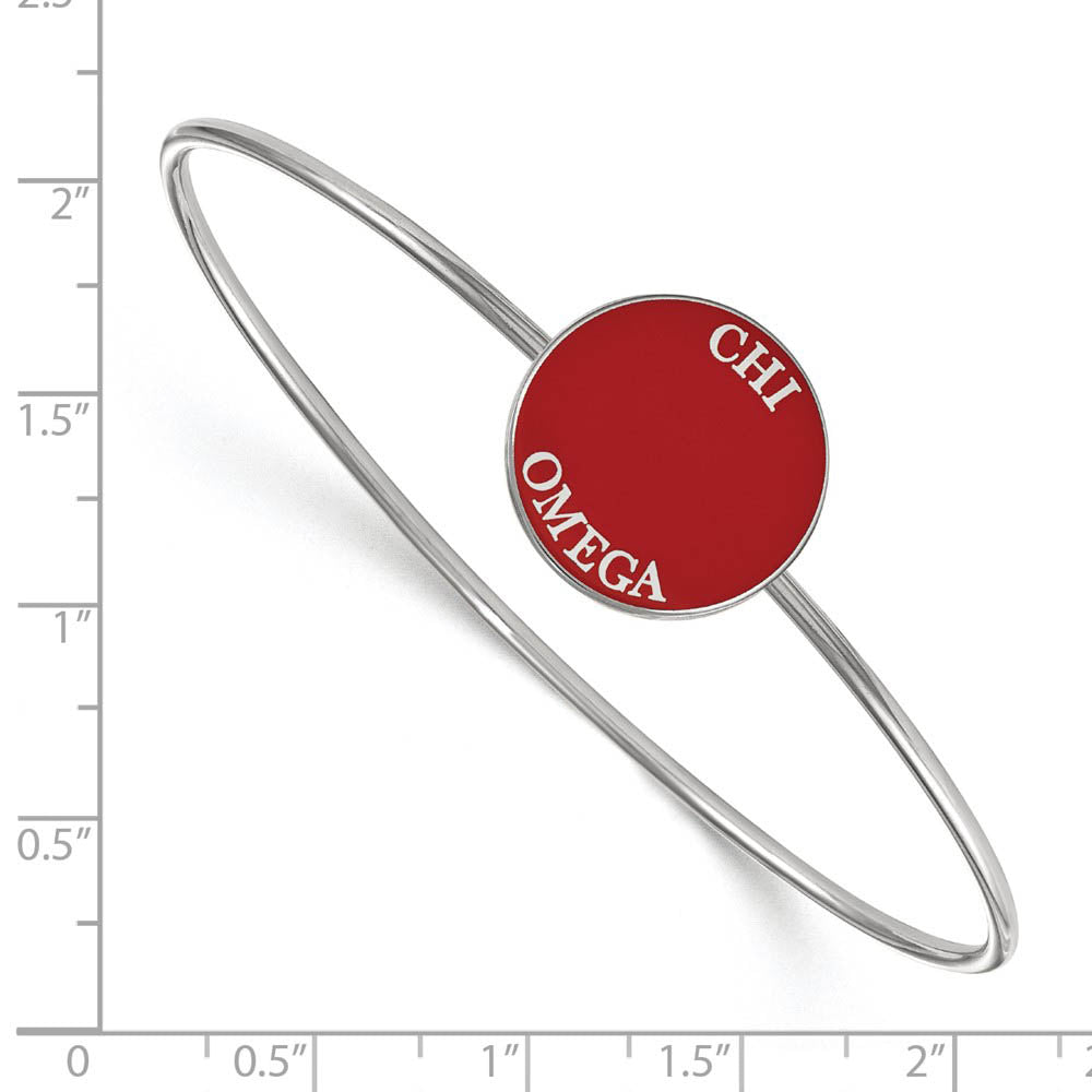 Alternate view of the Sterling Silver Chi Omega Red Enamel Bangle - 7 in. by The Black Bow Jewelry Co.